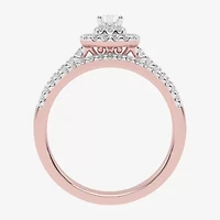 Womens CT. T.W. Natural White Diamond 10K Gold Pear Side Stone Halo Bridal Set