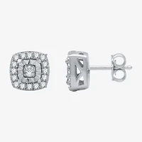 (H-I / I1) 1/4 CT. T.W. Lab Grown White Diamond Sterling Silver 7.4mm Cushion Stud Earrings