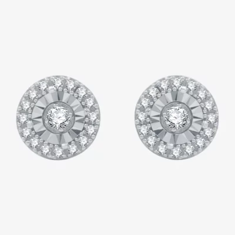 (H-I / I1) 1/4 CT. T.W. Lab Grown White Diamond Sterling Silver 8mm Round Stud Earrings