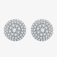 3/4 CT. T.W. Natural White Diamond Sterling Silver 10.1mm Round Stud Earrings
