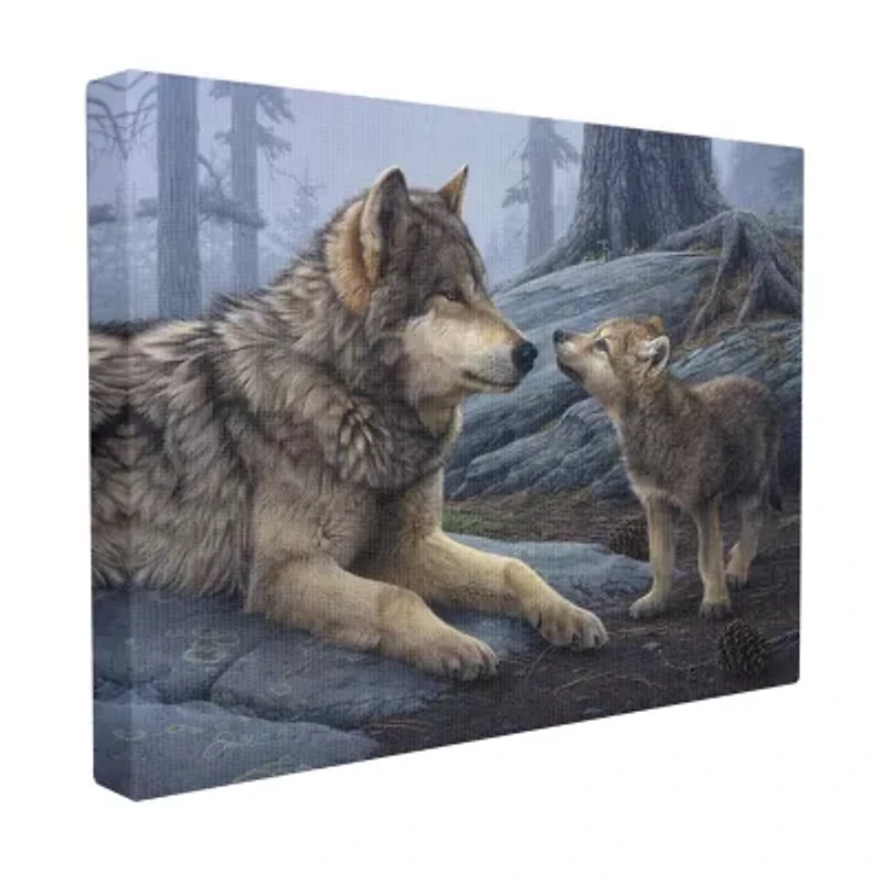 Stupell Industries Wolf & Cub Woodland Forest Canvas Art