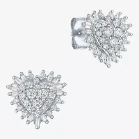 I1-I2/G-H) 1/2 CT. T.W. Lab Grown White Diamond 10K White Gold Heart Stud Earrings