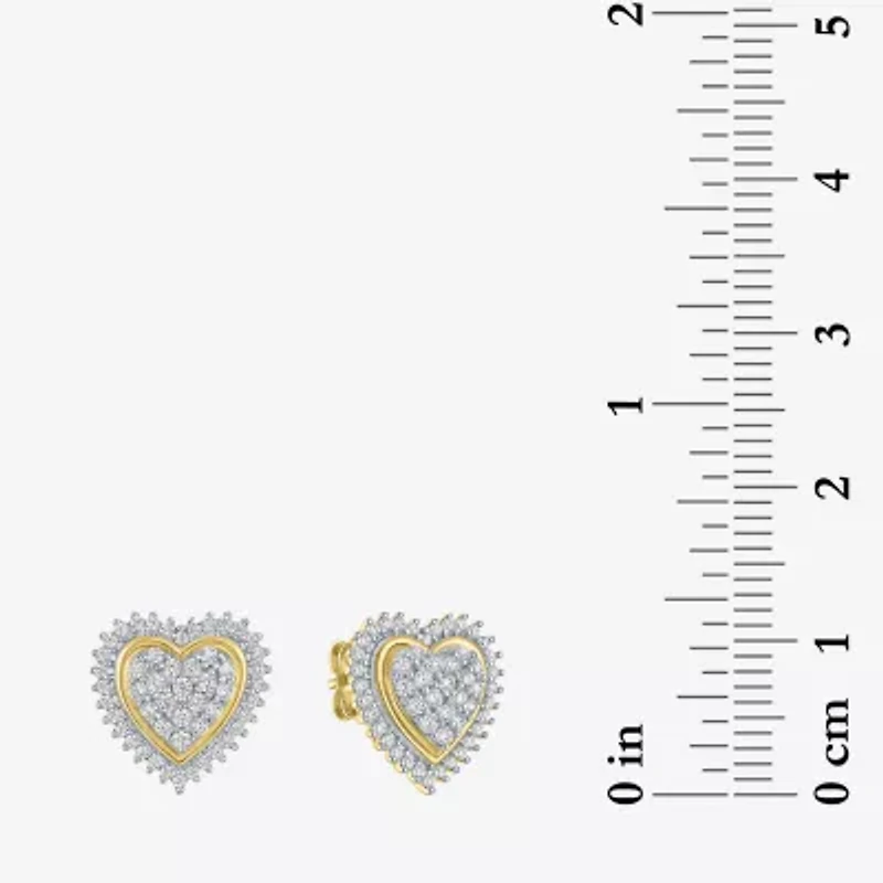 (I1-I2/G-H) 1/2 CT. T.W. Lab Grown White Diamond 10K Gold Heart Stud Earrings