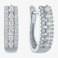 (I1-I2/G-H) Womens 1/3 CT. T.W. Lab Grown White Diamond 10K White Gold 14mm Hoop Earrings