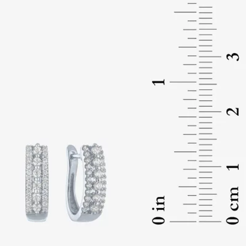 (I1-I2/G-H) Womens 1/3 CT. T.W. Lab Grown White Diamond 10K White Gold 14mm Hoop Earrings