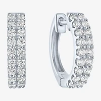 (G-H / I1-I2) Womens 1/2 CT. T.W. Lab Grown White Diamond 10K White Gold 13.6mm Hoop Earrings