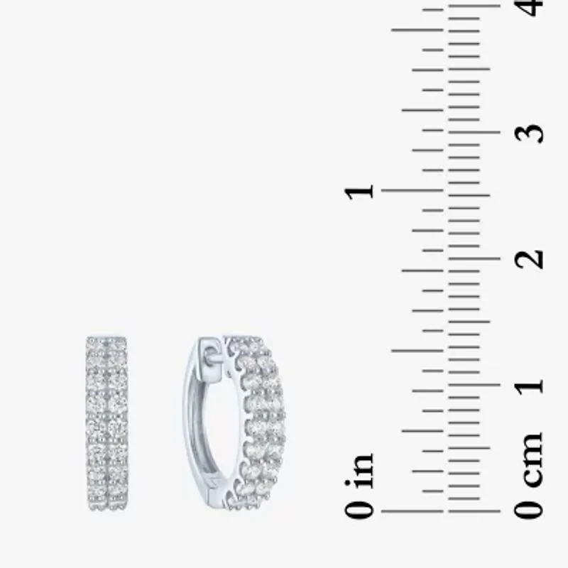 (G-H / I1-I2) Womens 1/2 CT. T.W. Lab Grown White Diamond 10K White Gold 13.6mm Hoop Earrings