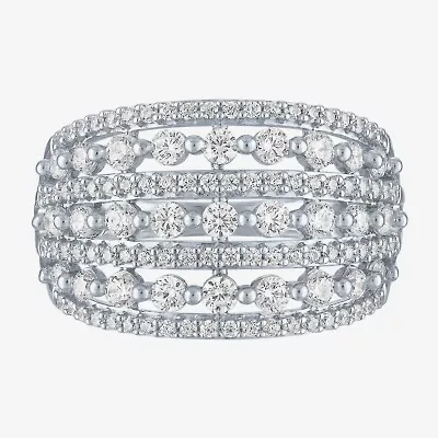 (I1-I2/ G-H) Womens 1 CT. T.W. Lab Grown White Diamond 10K Gold Cluster Band