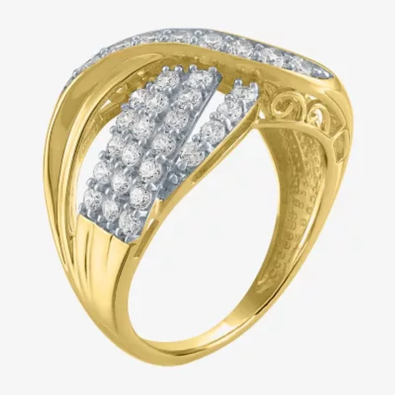 (I1-I2/ G-H) Womens 1 CT. T.W. Lab Grown White Diamond 10K Gold Cluster Band