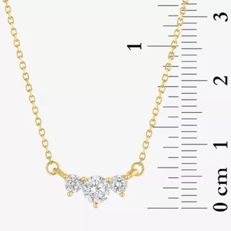 (Si2-I1/G-H) Womens 1/3 CT. T.W. Lab Grown White Diamond 10K Gold Round 18 Inch Pendant Necklace