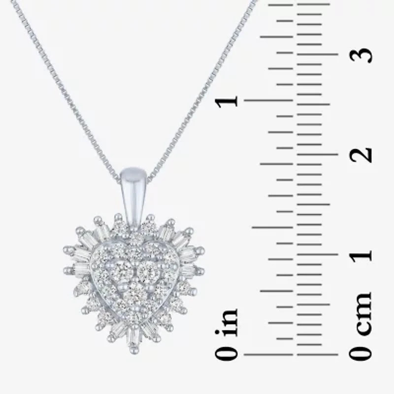 I1-I2/G-H) Womens 1/2 CT. T.W. Lab Grown White Diamond 10K White Gold Heart 18 Inch Pendant Necklace