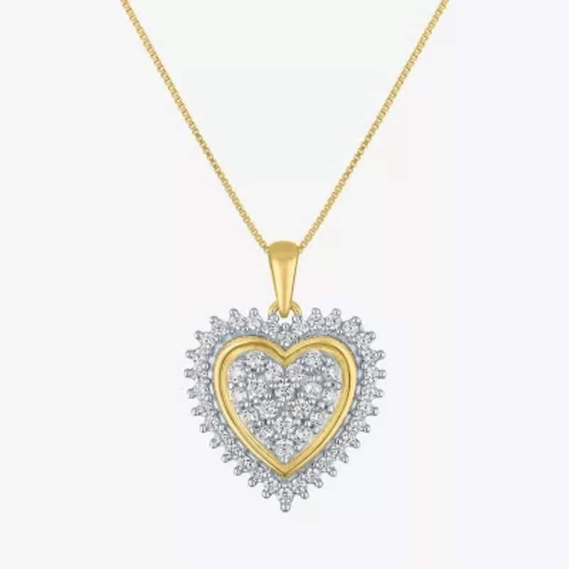 (I1-I2/G-H) Womens 1/2 CT. T.W. Lab Grown White Diamond 10K White Gold Heart 18 Inch Pendant Necklace