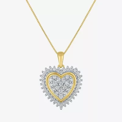 (I1-I2/G-H) Womens 1/2 CT. T.W. Lab Grown White Diamond 10K White Gold Heart 18 Inch Pendant Necklace