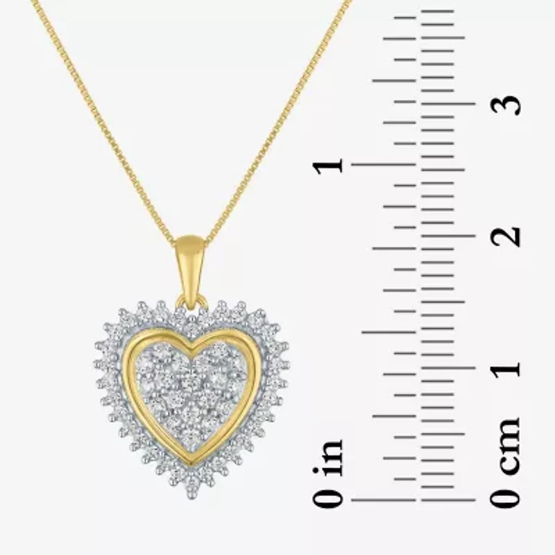 (I1-I2/G-H) Womens 1/2 CT. T.W. Lab Grown White Diamond 10K White Gold Heart 18 Inch Pendant Necklace