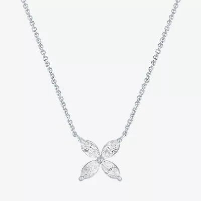 Diamond Addiction (G-H / Si2-I1) Womens 1/3 CT. T.W. Lab Grown White Diamond 10K White Gold Flower 16 Inch Pendant Necklace