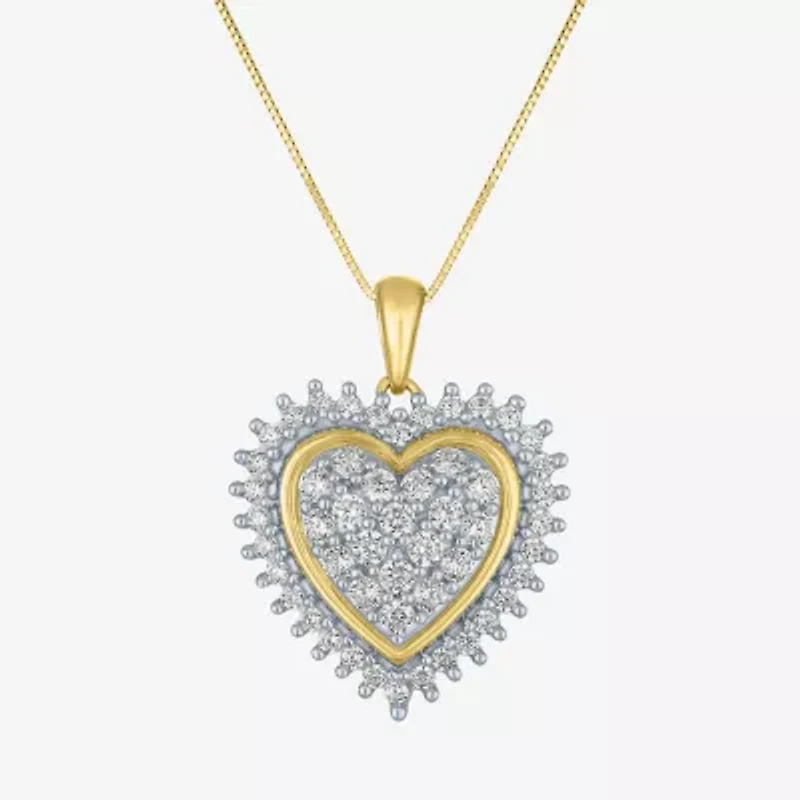 (G-H / Si2-I1) Womens 1 CT. T.W. Lab Grown White Diamond 10K Gold Heart 16 Inch Pendant Necklace