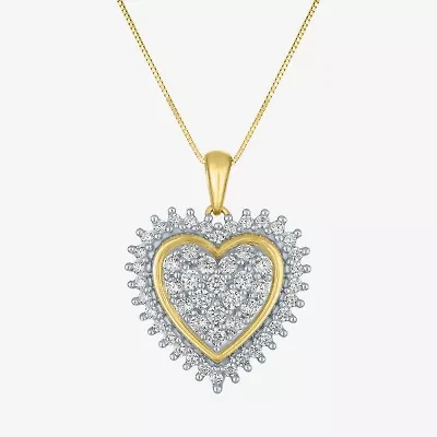 (G-H / Si2-I1) Womens 1 CT. T.W. Lab Grown White Diamond 10K Gold Heart 16 Inch Pendant Necklace
