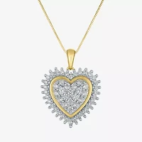 (G-H / Si2-I1) Womens 1 CT. T.W. Lab Grown White Diamond 10K Gold Heart 16 Inch Pendant Necklace