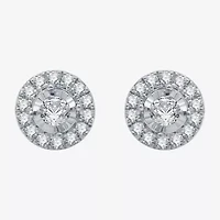 1/2 CT. T.W. Natural White Diamond 10K White Gold 8.1mm Round Stud Earrings