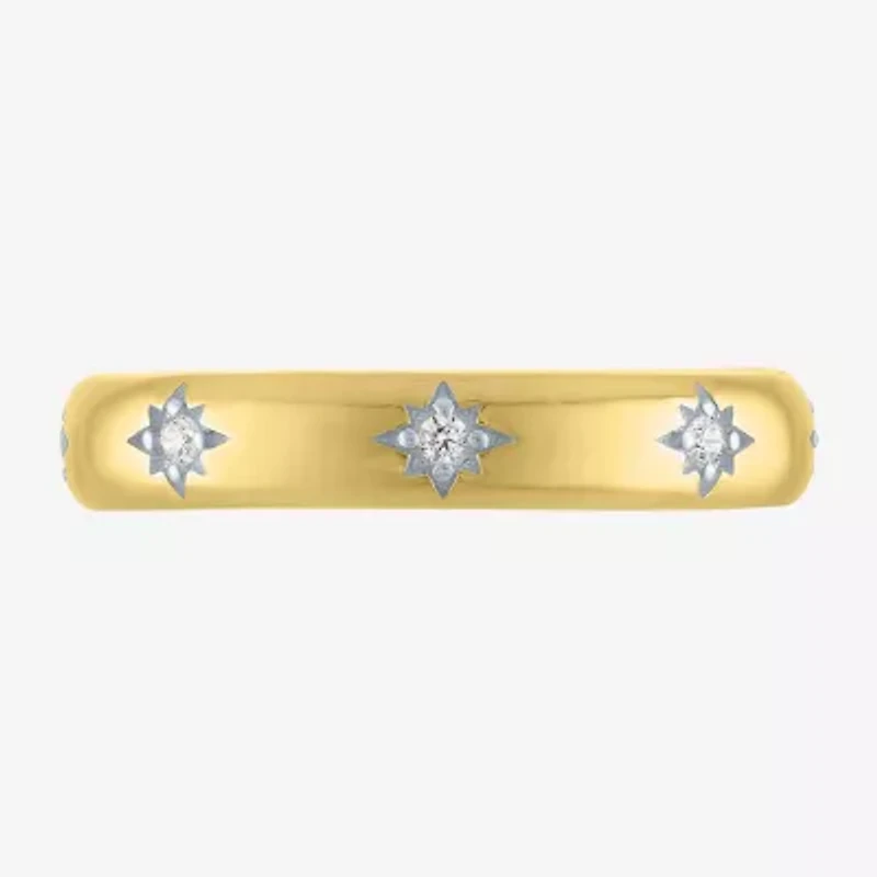 (G-H / I1-I2) Womens 1/10 CT. T.W. Lab Grown White Diamond 10K Gold Star Band