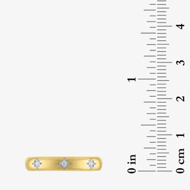 (G-H / I1-I2) Womens 1/10 CT. T.W. Lab Grown White Diamond 10K Gold Star Band