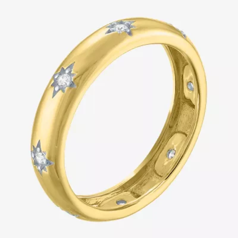(G-H / I1-I2) Womens 1/10 CT. T.W. Lab Grown White Diamond 10K Gold Star Band
