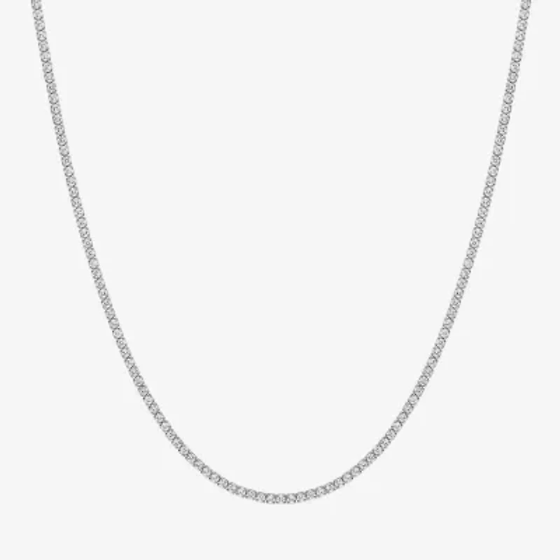 Yes, Please! Womens White Sapphire Sterling Silver 14 Inch Tennis Necklace