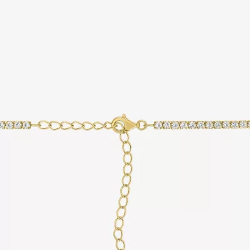 Yes, Please! Womens White Sapphire Sterling Silver 14 Inch Tennis Necklace