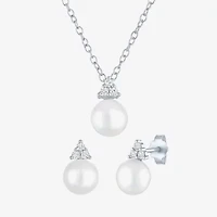 Yes, Please! Womens White Cultured Freshwater Pearl Sterling Silver 2-pc. Jewelry Set
