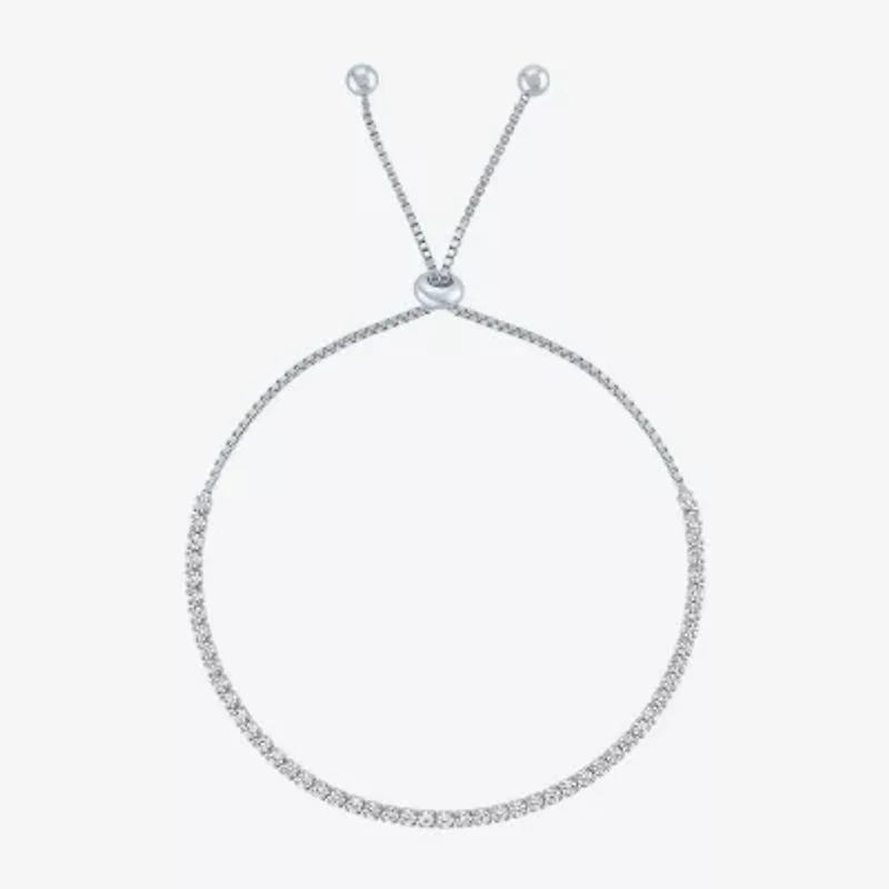 Yes, Please! Womens Lab Created White Sapphire Sterling Silver Bolo Bracelet
