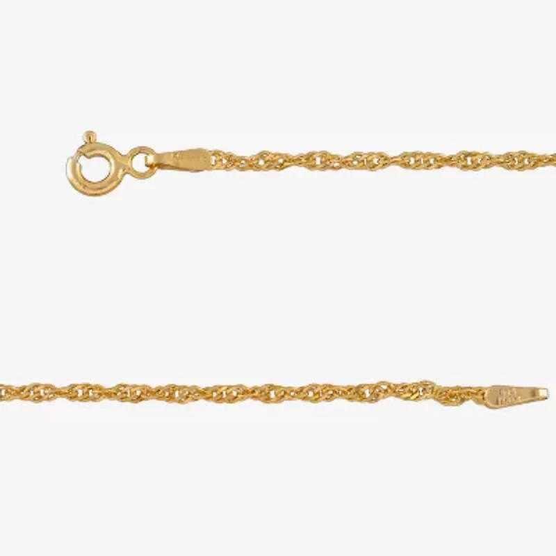 Made in Italy Womens 24K Gold Over Silver 18 Inch Singapore Chain Necklace