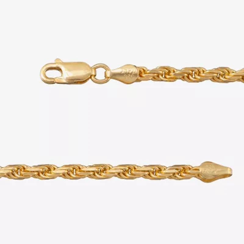 Made in Italy Mens 24K Gold Over Silver 24 Inch Rope Chain Necklace