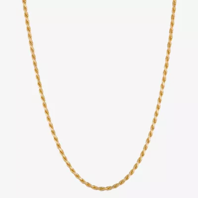 Made in Italy Mens 24K Gold Over Silver 24 Inch Rope Chain Necklace