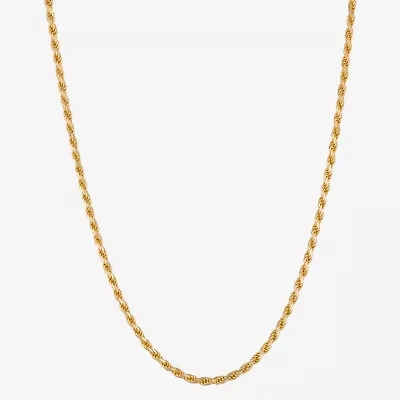 Made in Italy Mens 24K Gold Over Silver 24 Inch Rope Chain Necklace