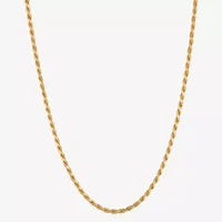 Made in Italy Mens 24K Gold Over Silver 24 Inch Rope Chain Necklace