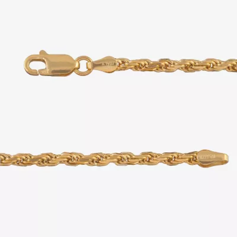 Made in Italy Womens 24K Gold Over Silver 18 Inch Rope Chain Necklace
