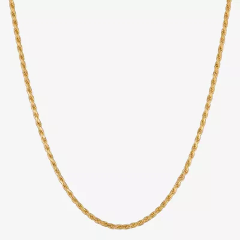 Made in Italy Womens 24K Gold Over Silver 18 Inch Rope Chain Necklace