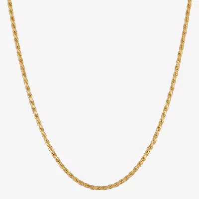 Made in Italy Womens 24K Gold Over Silver 18 Inch Rope Chain Necklace