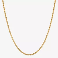 Made in Italy Womens 24K Gold Over Silver 18 Inch Rope Chain Necklace