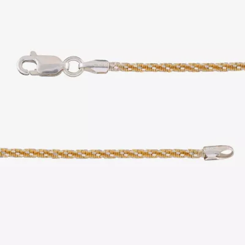 Made in Italy Womens 24K Gold Over Silver 18 Inch Link Chain Necklace