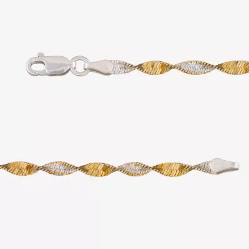 Made in Italy Womens 24K Gold Over Silver 18 Inch Link Chain Necklace