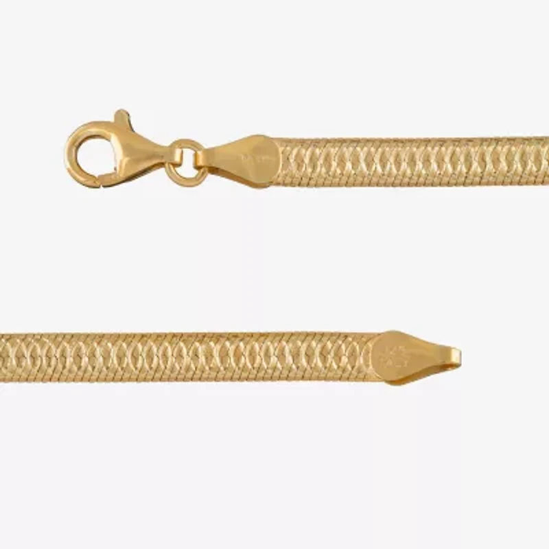 Made in Italy Womens 24K Gold Over Silver 18 Inch Herringbone Chain Necklace