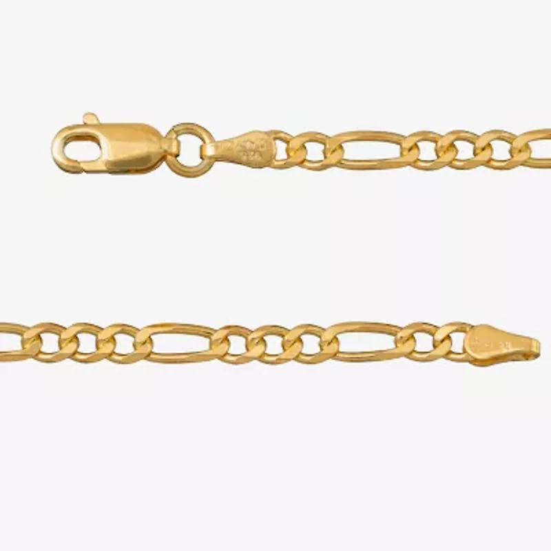 Made in Italy Mens 24K Gold Over Silver 24 Inch Figaro Chain Necklace