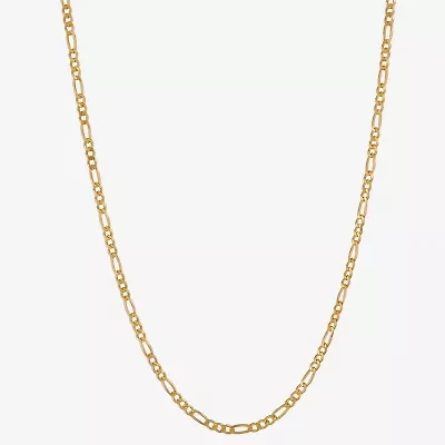 Made in Italy Mens 24K Gold Over Silver 24 Inch Figaro Chain Necklace