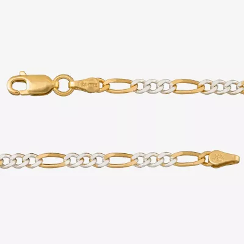 Made in Italy Womens 24K Gold Over Silver 20 Inch Figaro Chain Necklace