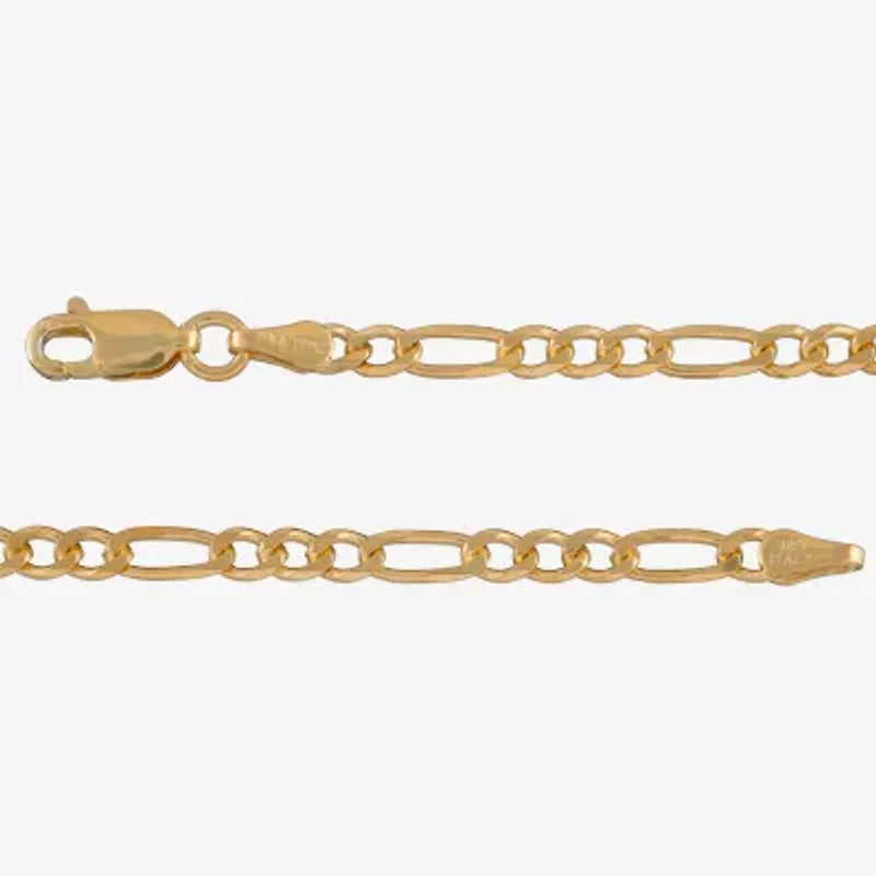 Made in Italy Womens 24K Gold Over Silver 18 Inch Figaro Chain Necklace