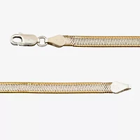 Womens 24K Gold Over Silver 7.5 Inch Solid Herringbone Chain Bracelet