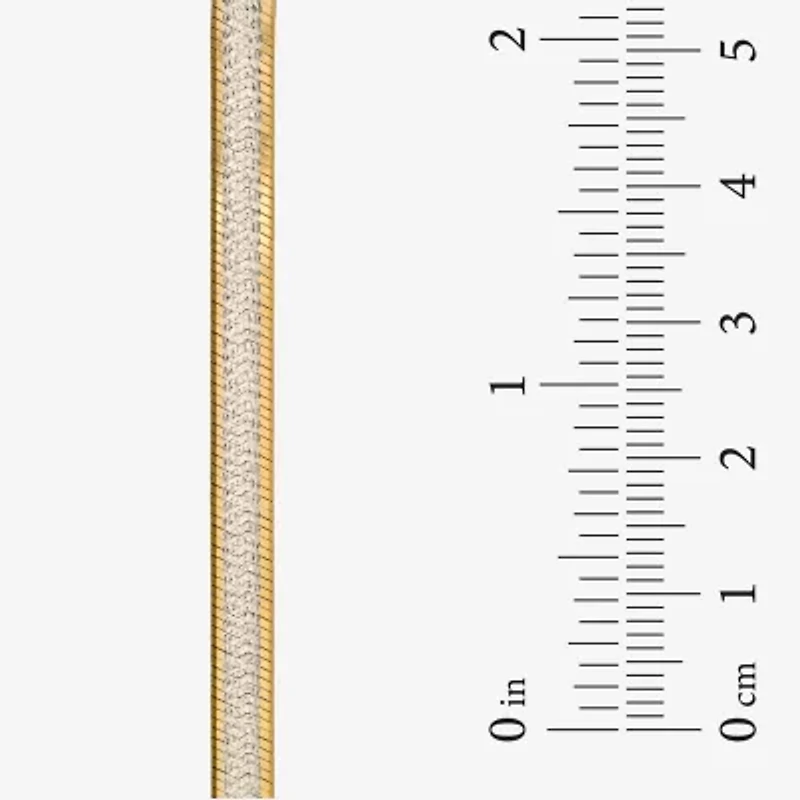 Womens 24K Gold Over Silver 7.5 Inch Solid Herringbone Chain Bracelet