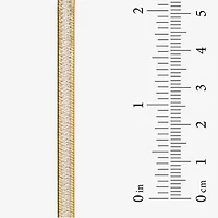 Womens 24K Gold Over Silver 7.5 Inch Solid Herringbone Chain Bracelet