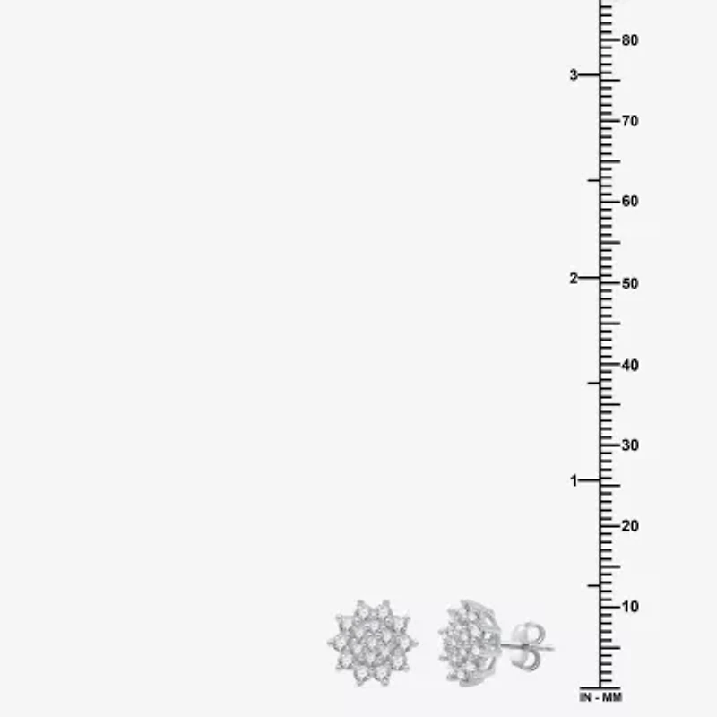 1 CT. T.W. Natural White Diamond Sterling Silver 11.5mm Star Stud Earrings